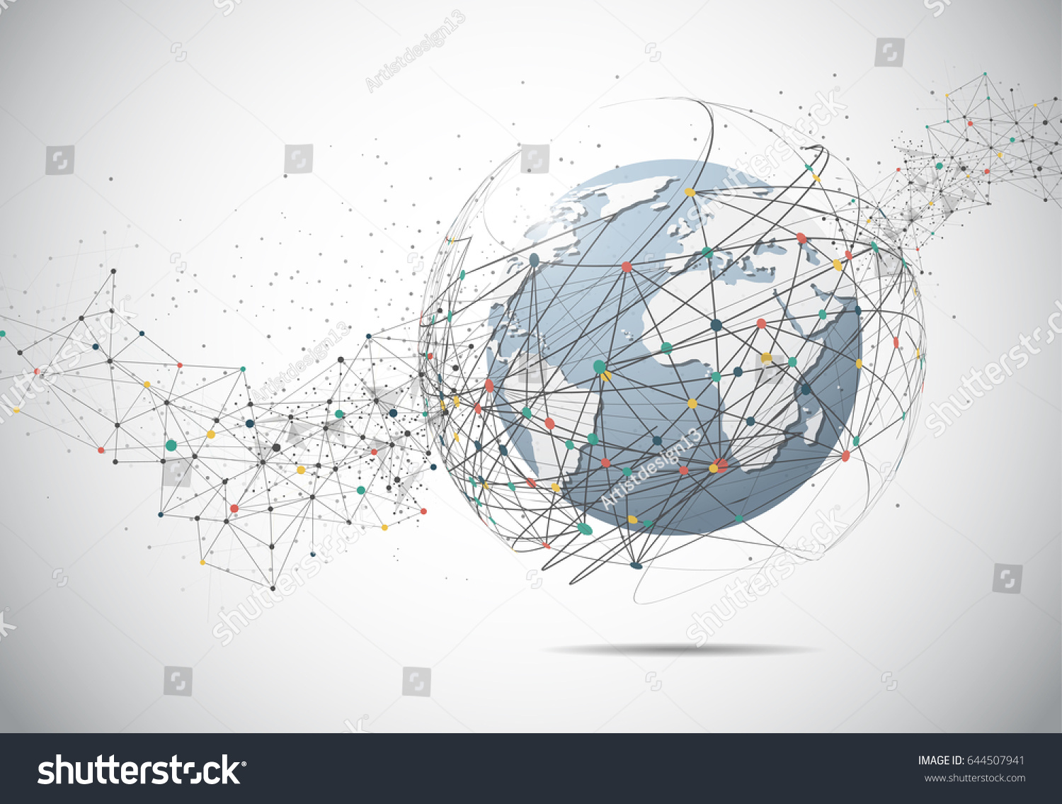 Stock Vector Global Network Connection World Map Point And Line